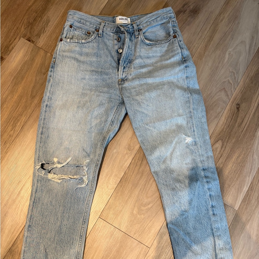 Agolde riley high rise Distressed Light Blue Jeans